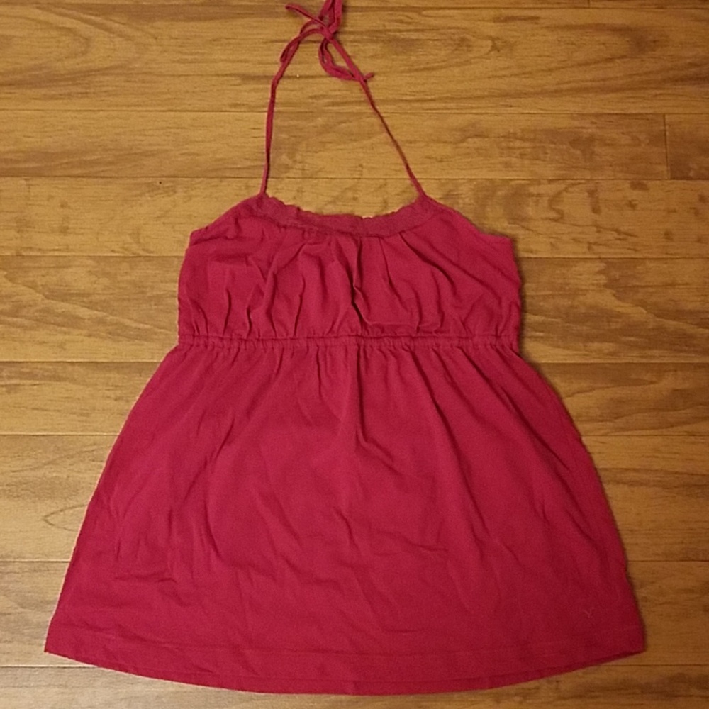American eagle, red halter top with lace detail